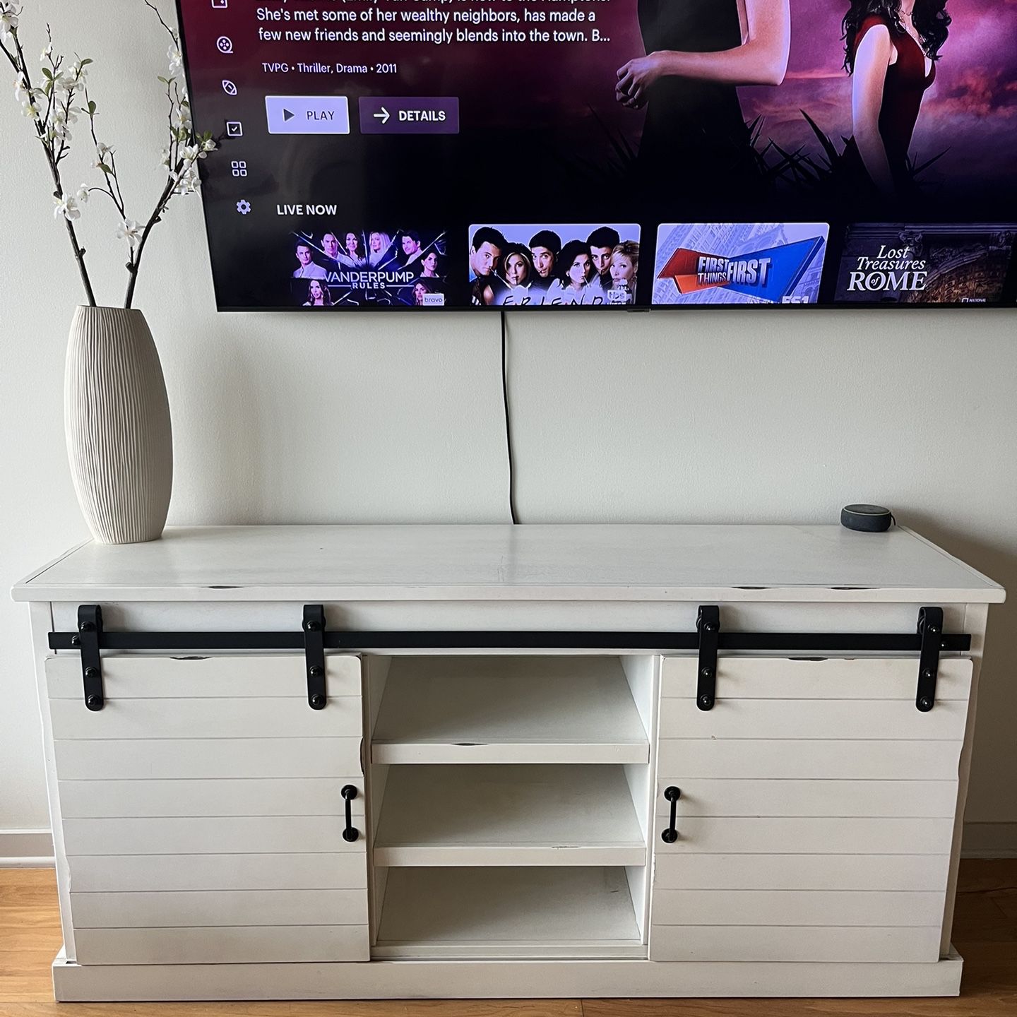 Living Spaces TV Console - 66” White Stand 