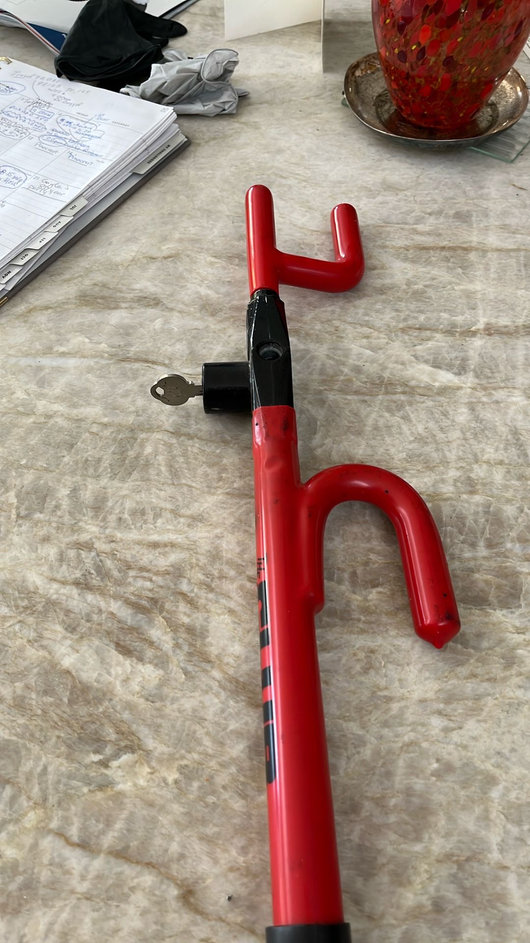 The Club Original Steering Wheel Security Lock includes Key.