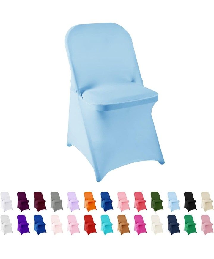 Spandex Chair Covers - 25pcs, Washable & Removable Living Room Folding Chair Protectors - Perfect for Parties, Banquets, Weddings & Hotels (Blue Mist)