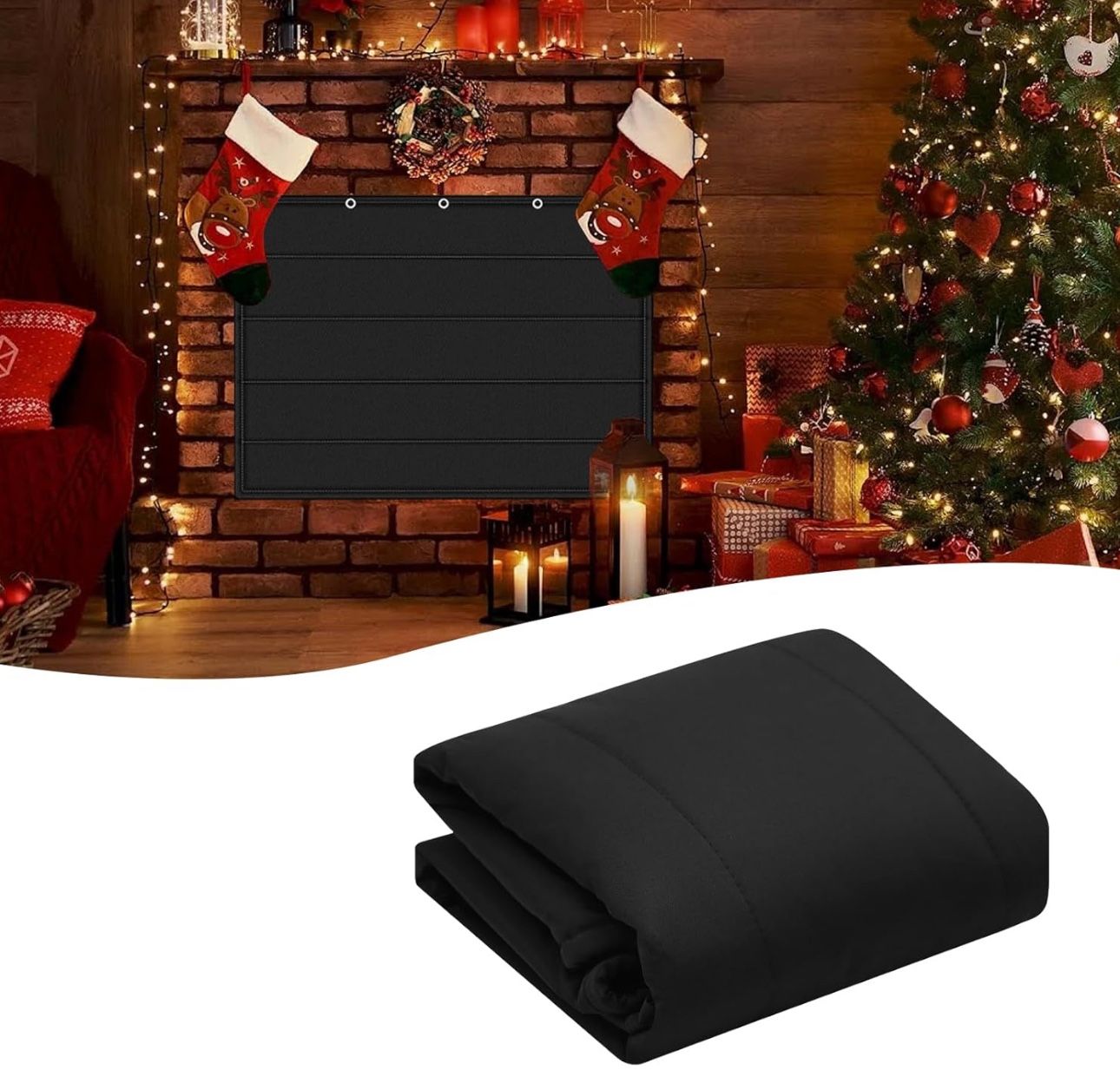 Magnetic Fireplace Screen Cover & Draft Stopper - Keeps Heat In, Stops Drafts - 45” x 34”