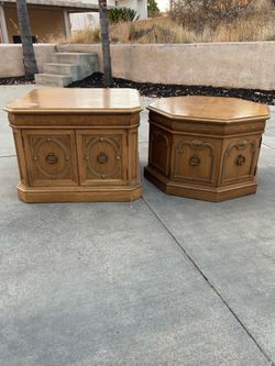 Thomasville End Tables 1965 Antique Collectable Vintage Square Hexagon Set T-43-6245-15 T-37-6245-24