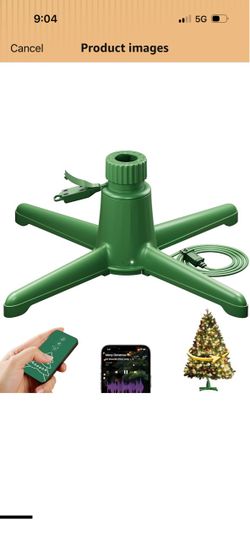 Musical 360° Rotating Christmas Tree Stand, Anti-tilt Noiseless, Up to 9ft 120 lb Artificial Fits 1.25–2" Tree Poles, Spinning Tree Stand with Remote,