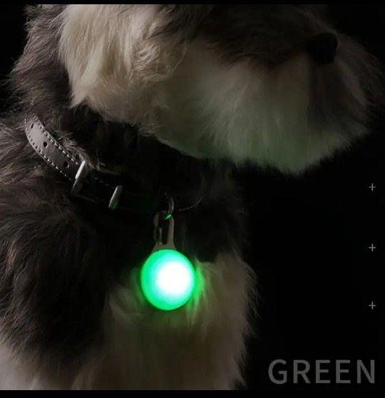 Glowing Pet Collar Pendent Bright For Night. Green..