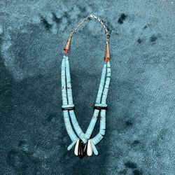 Genuine Turquoise & Mixed Heishi Bead Necklace 16”