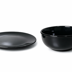 Modern Black Dinnerware Set Cup Bowl Plate Glossy Elegant Kitchen Tableware