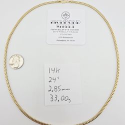 14k gold 24" square franco link chain