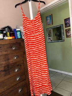 Orange and White Tie-Dye Maxi Dress