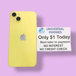 APPLE IPHONE 14 128GB UNLOCKED.    FREE SMARTWACH/ HEADPHONES. PAY $1 TODAY  REST IN  PAYMENTS.  NO  CREDIT NEEDED  FINANCING 