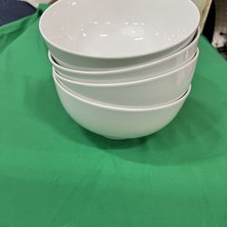 4- Denmark Tools for Cooks 6 1/2" Rounded Square White Bowls