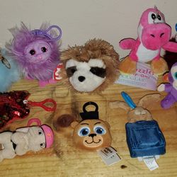 Fuzzy And Soft Backpack Clip And Keychain Collection! 10 Unique Characters! Excellent Condition!