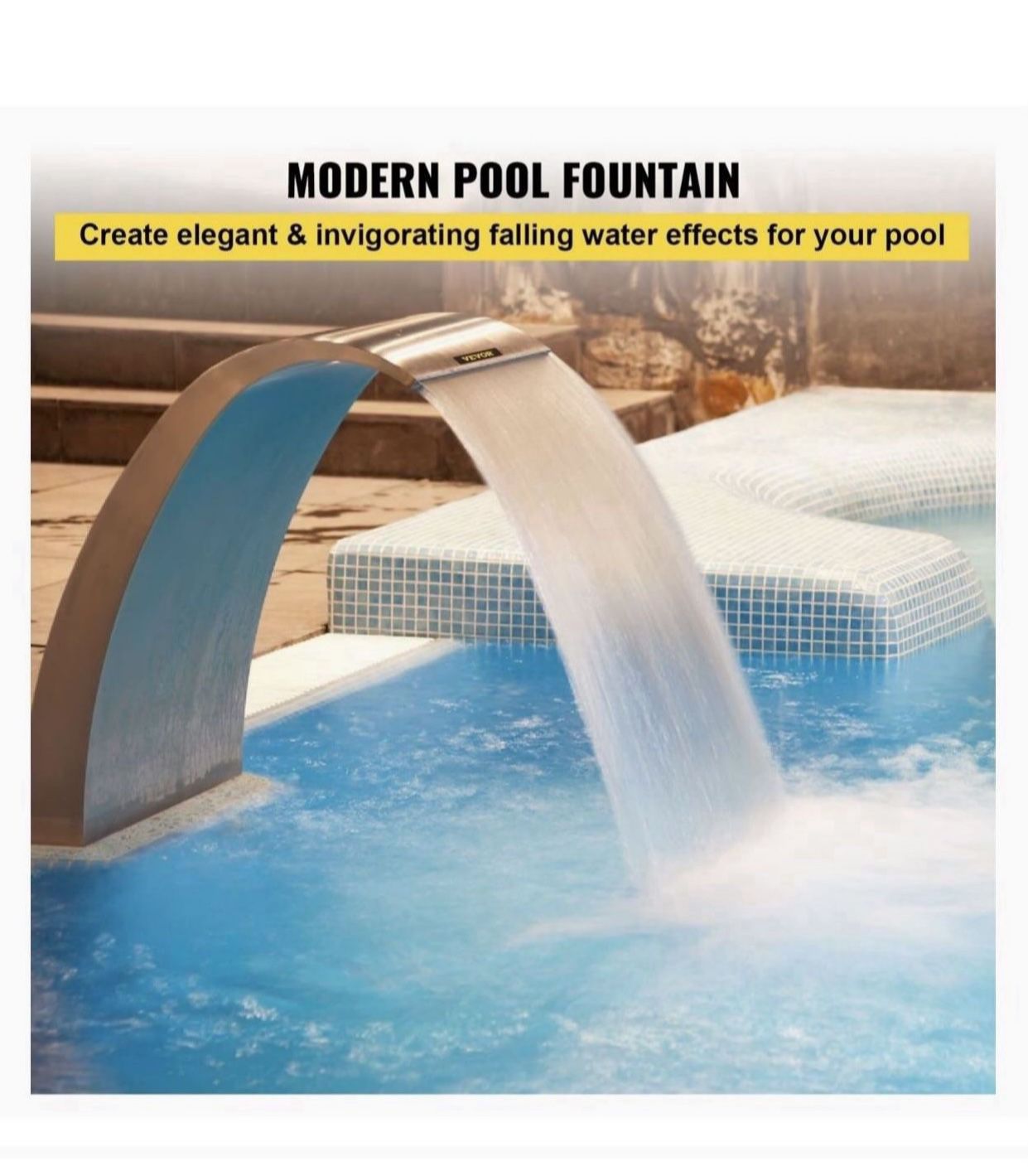 Pool Water Fountain 17.7 x 11.8 x 23.6 inch, Pool Fountain