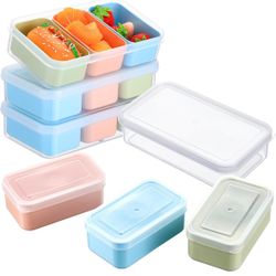 4 Set Snack Containers with 3 Removable Compartments Reusable Snack Box with Lids Stackable Meal Prep Containers for Fridge Charcuterie Candy Nuts Spi