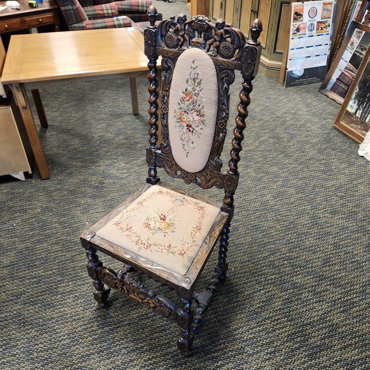 Ornately Carved Wooden Throne Chair
