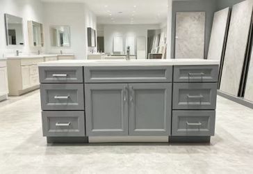 60 inch Gray  Vanity Countertop (6 Drawers)