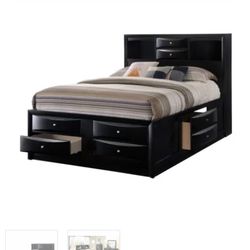 Queen Bed With Storage Headboard And Drawers (mattress Not Included)