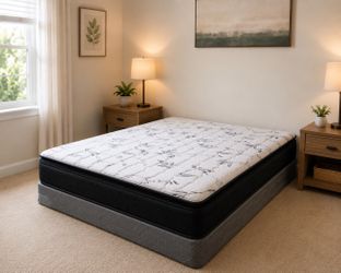 Queen regular mattress and box spring new