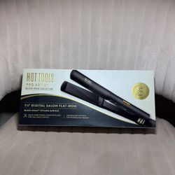 Hot Tools Pro Artist 1 1/4" Flat Iron Black Gold Digital Display 435°F $30