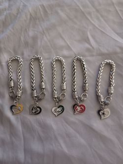 NFL Team Heart Charm Braided Chain Bracelets
