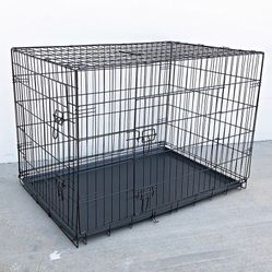 BRAND NEW $65 Folding 42” Dog Cage 2-Door Pet Crate Kennel w/ Tray 42”x27”x30”