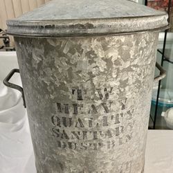 Two Vintage (1940’s) Galvanized Steel Dustbins (garbage cans)