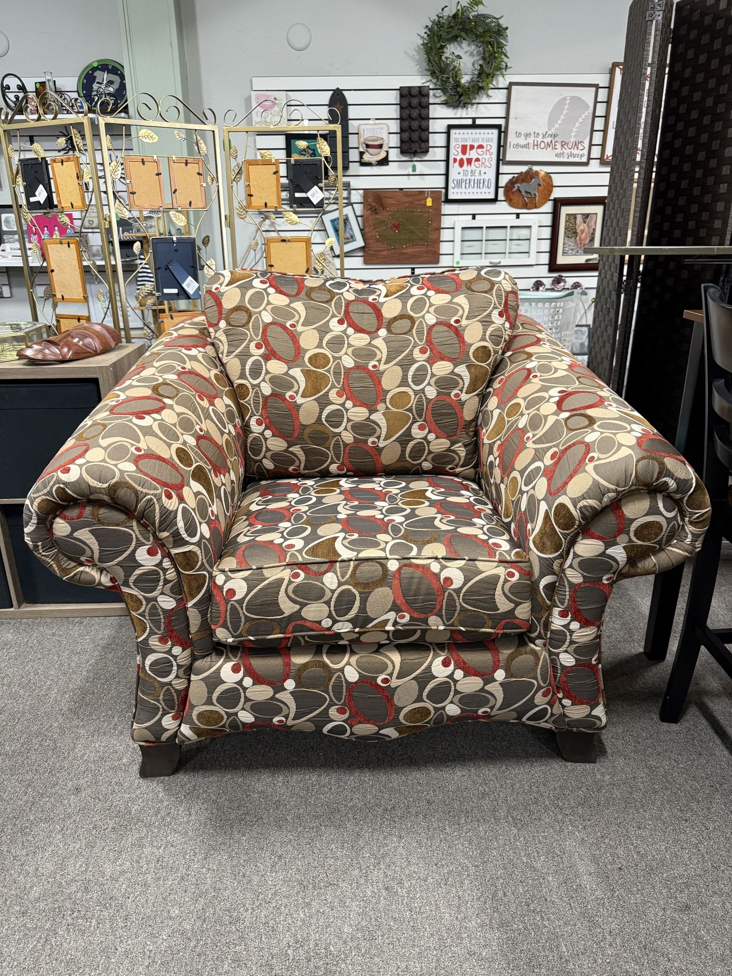 Wide Patterned Accent Chair