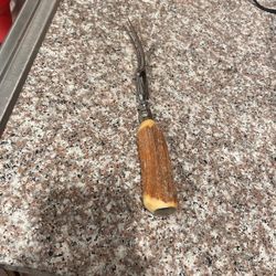Vintage Steak, Fork With Deer Antler Handle.