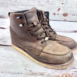 Brunt Marin Work Boots Mens Size 9.5 Brown Leather Moc Toe EH ASTM F2892-18