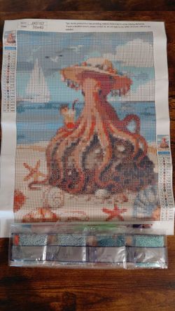 12x16 beach with octopus diamond painting