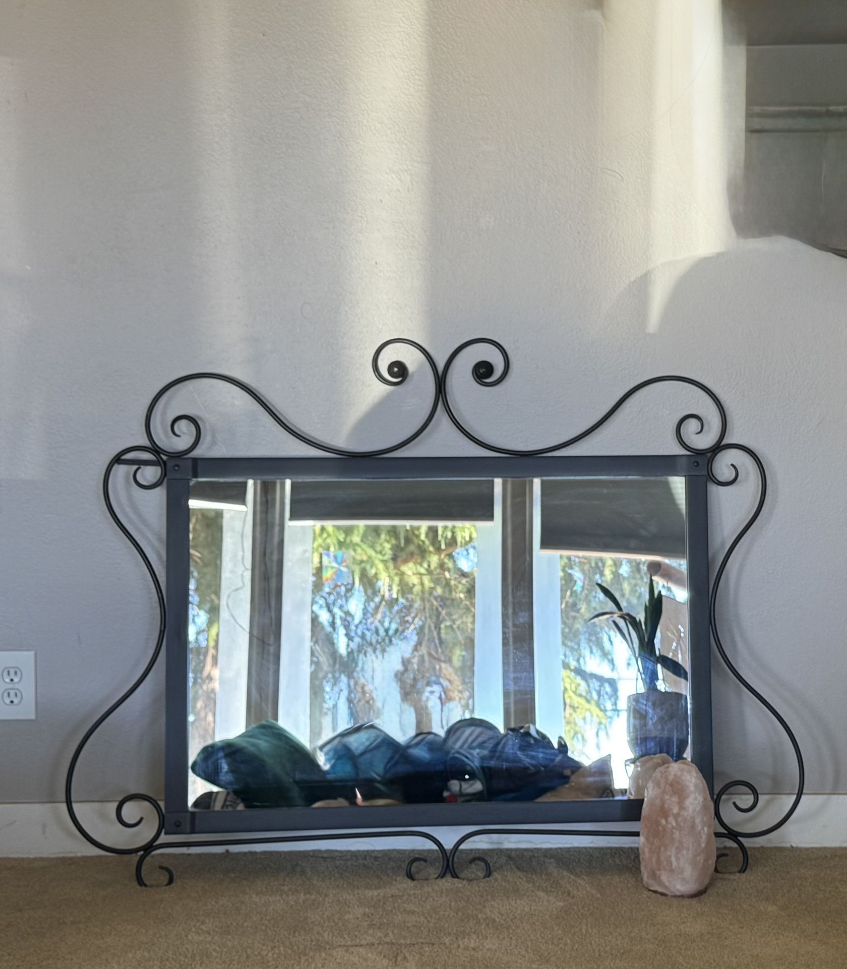 Large Wrought Iron Framed Mirror — 55.5” x 38”