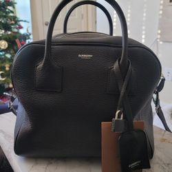 New Burberry Black Med Cube Satchel Handbag