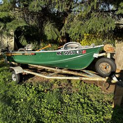 11.5’ Aluminum Boat W/ Electric Motor, Paddles, Anchor