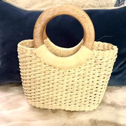 Straw Basket Bag Handcrafted Natural Sea Grass