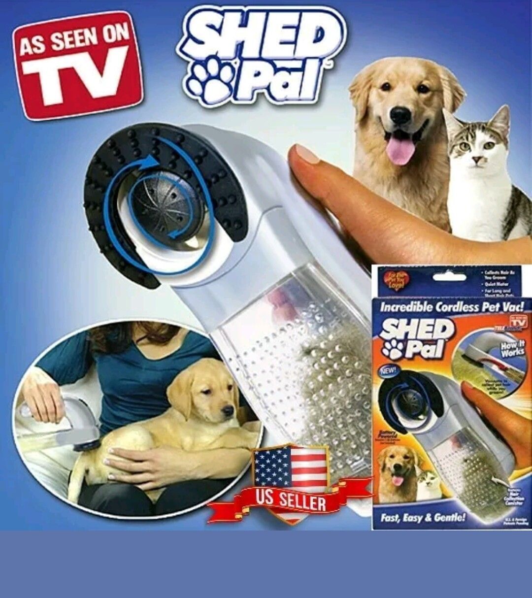 Pet Vacuum from Shed Pal cordless seen on TV! Large and small dogs & cats - aspiradora para perros