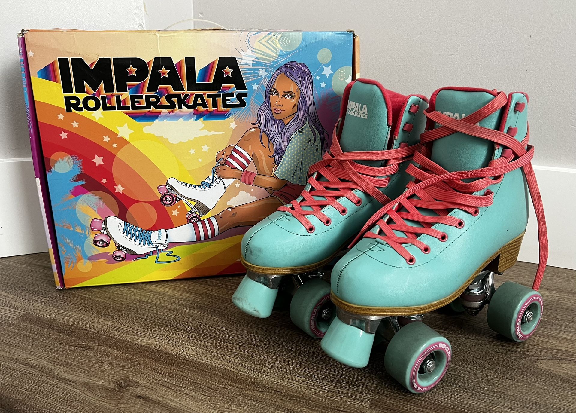 Impala Roller Skates Size 6 Blue Pink W/ Box Rollerskates Rollerblades Blades 