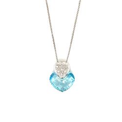 14k Heart Blue Topaz/Diamonds Necklace
