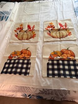 Fall Pumpkin Pillow Covers Set of 4 New