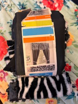 Zebra Print Curtain Panel Set with Valance