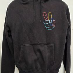 Adidas Originals OG Multicolor Peace Sign Hoodie Pullover Black Medium