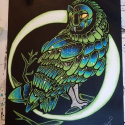 Owl Painting 16x20 Hand Painted 