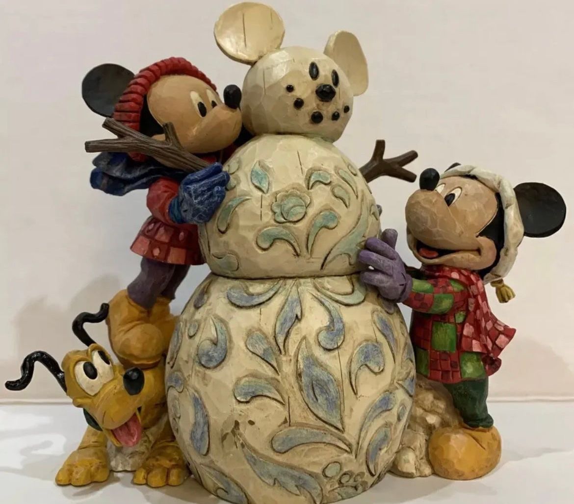 Vintage Jim Shore Disney Traditions Magic Mickey Minnie Christmas Snowman Figure