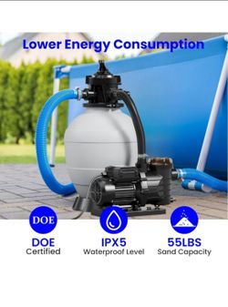 Pool Pump and Sand Filter with 6-Way Valve and Automatic Timer,