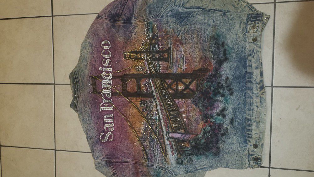 Tony Alamo San Francisco Denim Jacket Men's Rhinestone  Mulitcolor 