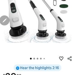 ALPONO Electric Spin Scrubber with Long Handle, White, 2.16 x 2.16 x 9.8 Inches