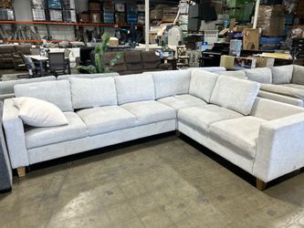 L- shaped 6 seat fabric sectional couch