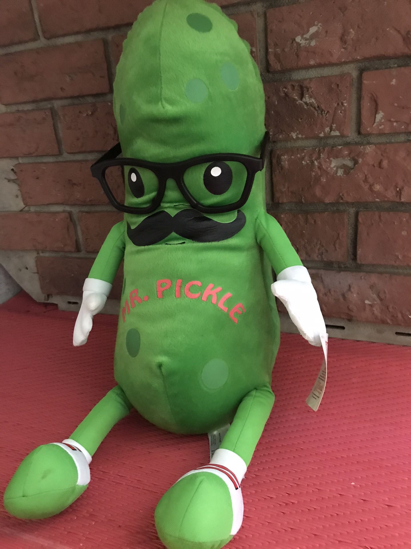 Fiesta Mr. Pickle Stuffed Green Pickle Mascot Plush Mustache & Glasses 17” Toy