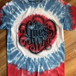 The Guess Who Tie Dye T Shirt SML Unisex Logo Band Short Sleeve Cotton Blue Red