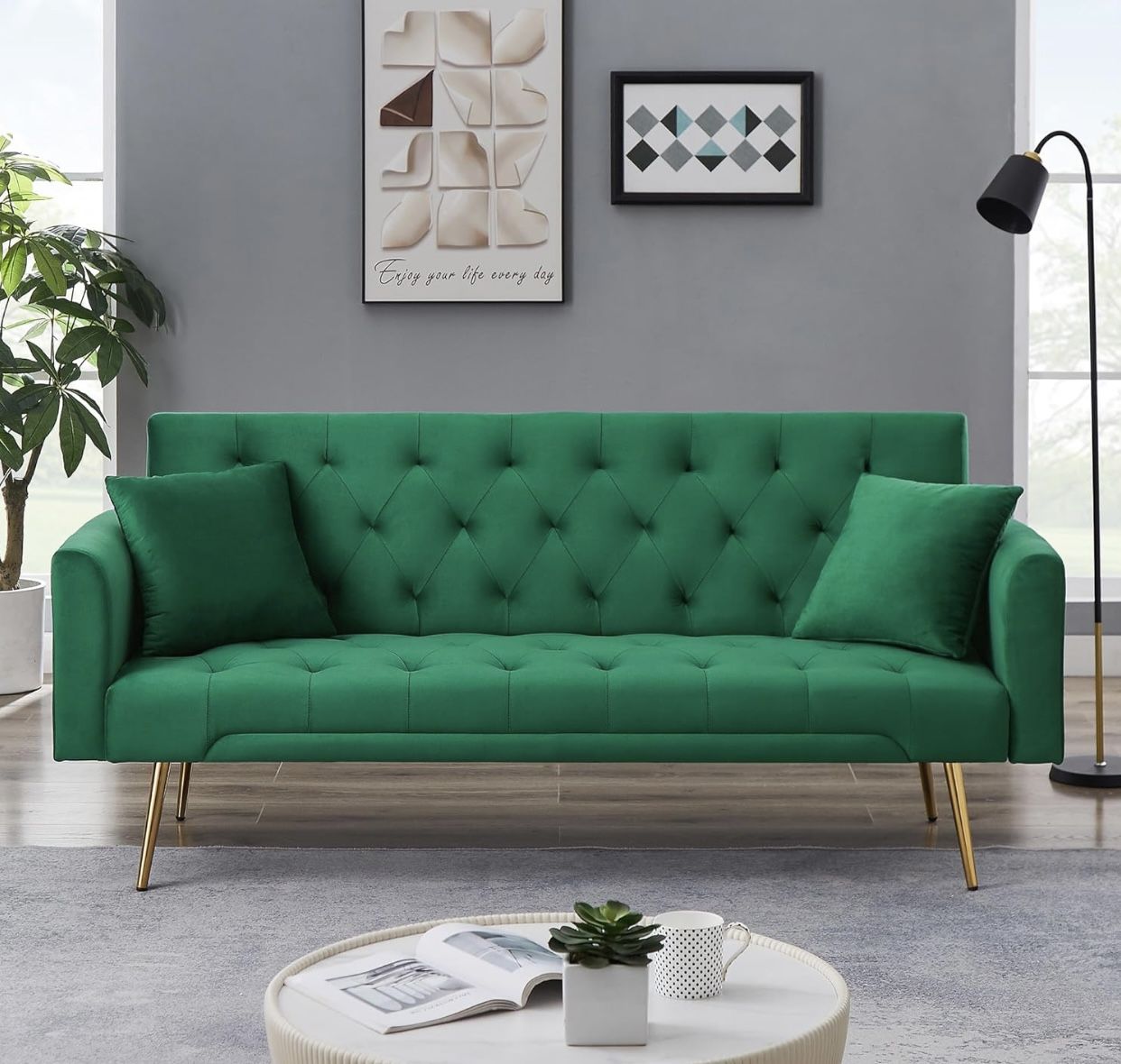 New in box 72"Modern Velvet Sofa Bed Futon,Convertible Folding Sleeper Bed Couch