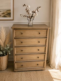 Stunning Pottery Barn STYLE Tall Highboy Wooden Dresser So BOHO Chic