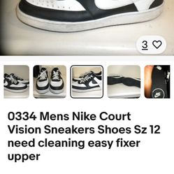 0334 Mens Nike Court Vision Sneakers Shoes Sz 12 need cleaning easy fixer upper