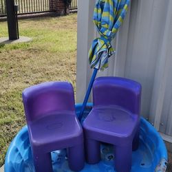 Pool And 2 Chairs And Umbrella